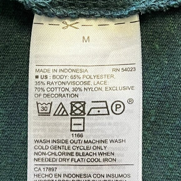 Old Navy Peasant Top sz M Trumpet Sleeves Dark Forest Fairy Grunge Cottagecore - Picture 5 of 8